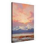 Canvas Schilderijen Bergketen met een roze lucht