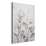 Canvas Schilderijen Schilderij van katoenbloemen en -bladeren