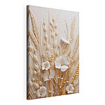 Canvas Schilderijen Een bosje witte bloemen en bruine tarwe