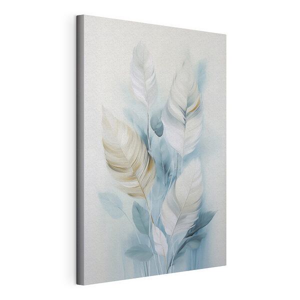 Canvas Schilderijen Schilderij van witte en blauwe veren