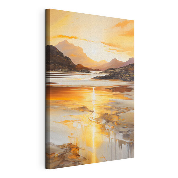 Canvas Schilderijen Zonsondergang boven een meer