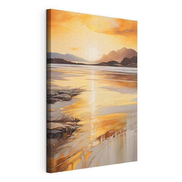 Zonsondergang boven een meer Canvas Schilderijen Zonsondergang boven een meer