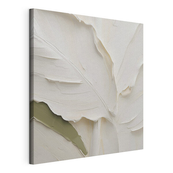 Canvas Schilderijen Witte bladeren met een groene streep