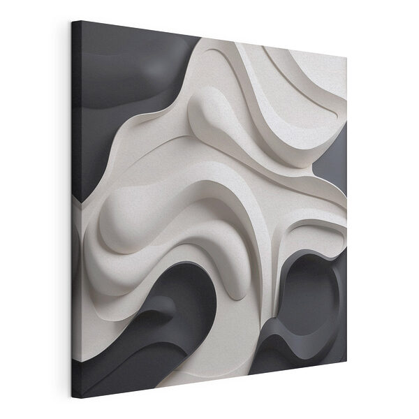Canvas Schilderijen Zwart-witte golvende vormen