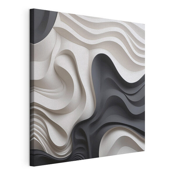 Zwart-witte golvende vormen Canvas Schilderijen Zwart-witte golvende vormen