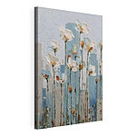 Canvas Schilderijen Schilderij van bloemen op een muur
