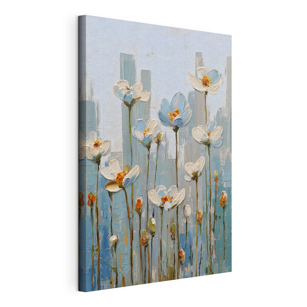 Schilderij van bloemen op een muur Canvas Schilderijen Schilderij van bloemen op een muur