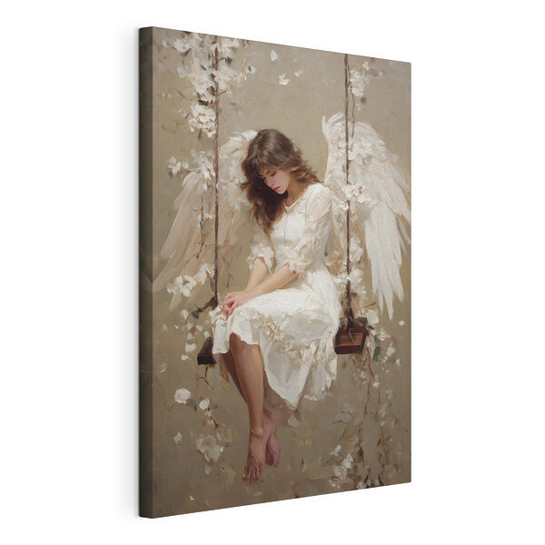 Schilderij van een vrouw die op een schommel zit Canvas Schilderijen Schilderij van een vrouw die op een schommel zit