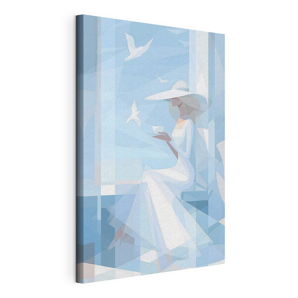 Canvas Schilderijen Vrouw in een witte jurk