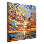 Canvas Schilderijen Schilderij van een zonsondergang boven het water