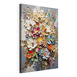 Canvas Schilderijen Schilderij van bloemen op een grijze achtergrond