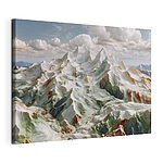 Canvas Schilderijen Besneeuwde berg met wolken aan de hemel