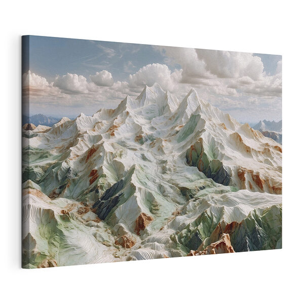 Besneeuwde berg met wolken aan de hemel Canvas Schilderijen Besneeuwde berg met wolken aan de hemel