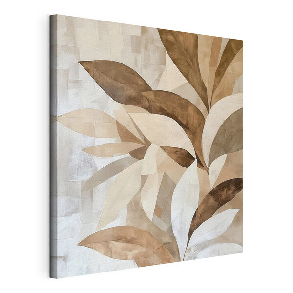 Canvas Schilderijen Schilderij van bladeren op een muur