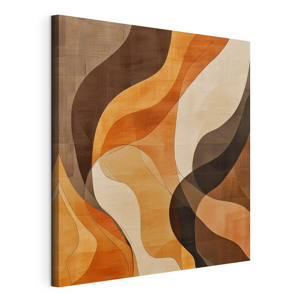 Canvas Schilderijen Bruin en wit golvend patroon