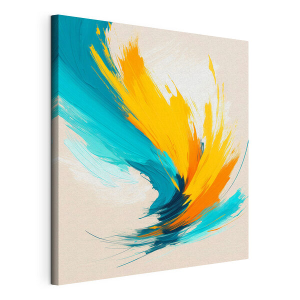 Blauwe en gele verfwervelingen Canvas Schilderijen Blauwe en gele verfwervelingen