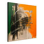 Canvas Schilderijen Schilderij in de kleuren groen, oranje en zwart