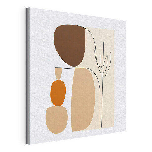 Canvas Schilderijen Tekening van een vrouw en een plant