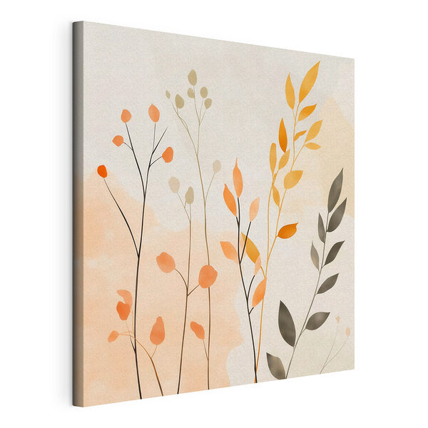 Canvas Schilderijen Schilderij van bladeren en takken
