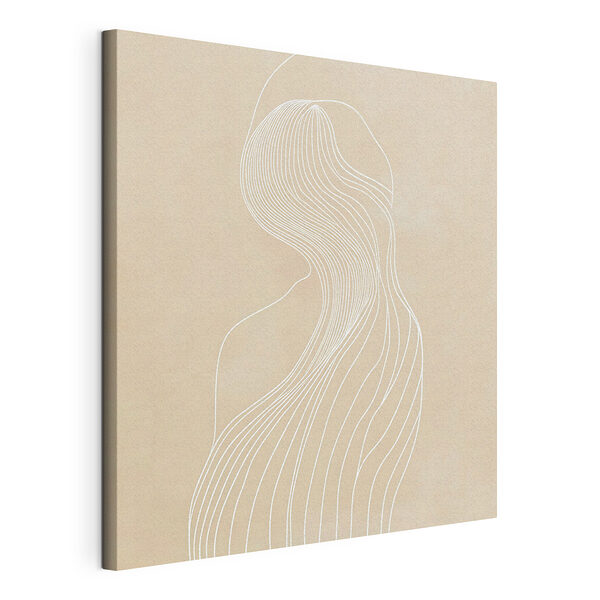 Witte lijntekening van een vrouw Canvas Schilderijen Witte lijntekening van een vrouw