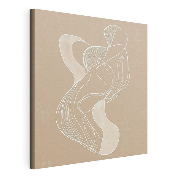 Witte lijntekening op een bruinachtige achtergrond Canvas Schilderijen Witte lijntekening op een bruinachtige achtergrond