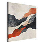 Canvas Schilderijen Zwarte, oranje en witte golven