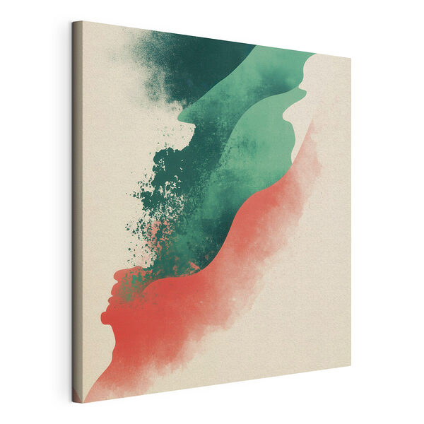 Canvas Schilderijen Groene en rode verfspatten