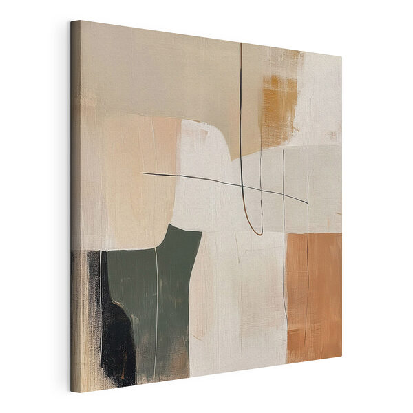 Schilderij van een wit en bruin kunstwerk Canvas Schilderijen Schilderij van een wit en bruin kunstwerk