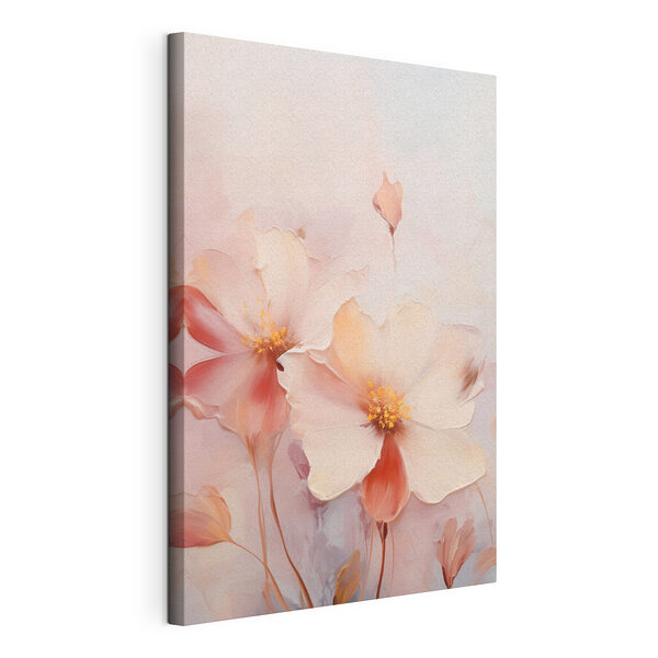 Canvas Schilderijen Schilderij van bloemen op een witte ondergrond