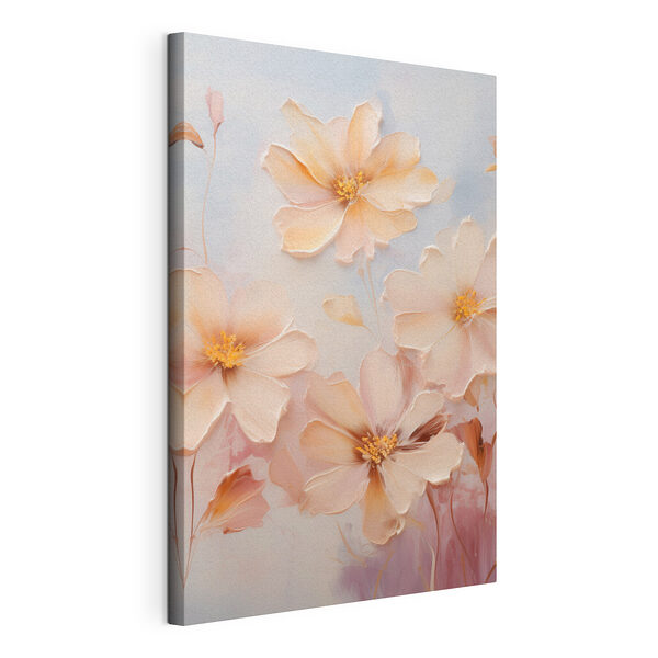 Canvas Schilderijen Verfijnde bloesems in zachte tinten