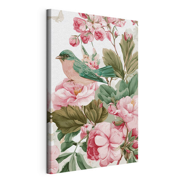 Canvas Schilderijen Vogel op een bloem