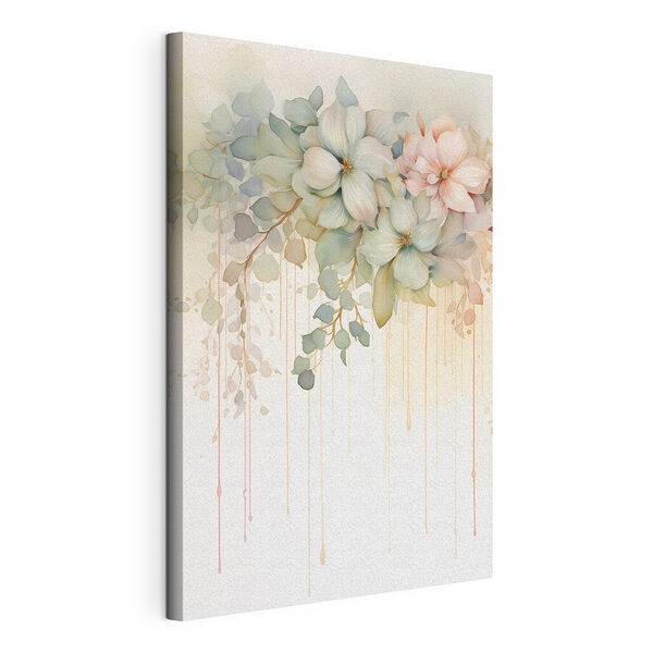 Canvas Schilderijen Schilderij van bloemen op een witte achtergrond