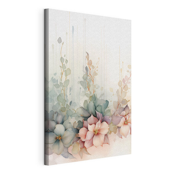 Canvas Schilderijen Schilderij van bloemen en bladeren
