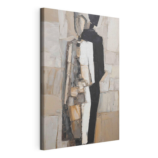 Schilderij van een man in een zwart-witte jurk Canvas Schilderijen Schilderij van een man in een zwart-witte jurk