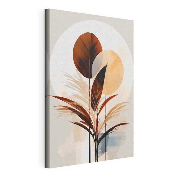 Plant met bladeren en cirkels Canvas Schilderijen Plant met bladeren en cirkels