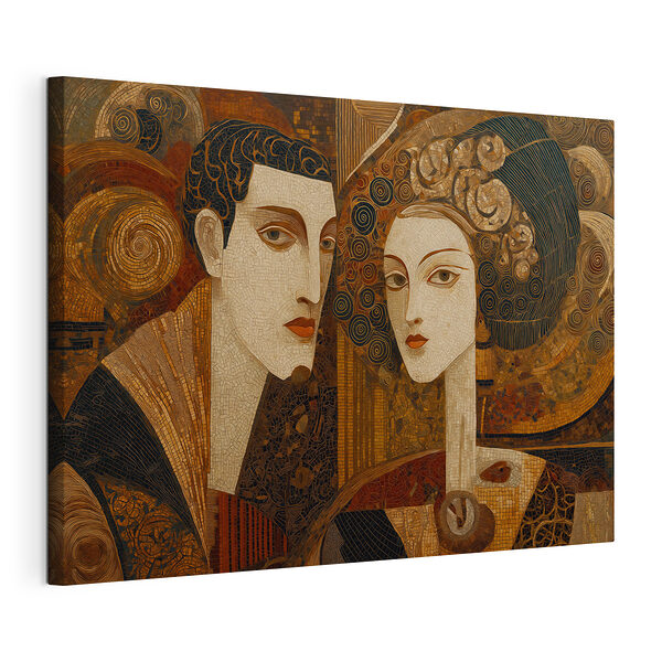 Schilderij van een man en een vrouw Canvas Schilderijen Schilderij van een man en een vrouw