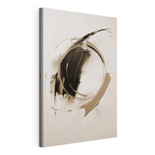 Zwart-witte cirkel met een cirkel in het midden Canvas Schilderijen Zwart-witte cirkel met een cirkel in het midden