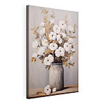 Canvas Schilderijen Schilderij van katoenbloemen in een vaas