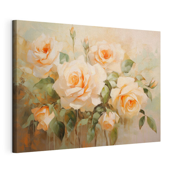 Canvas Schilderijen Schilderij van bloemen op een witte ondergrond