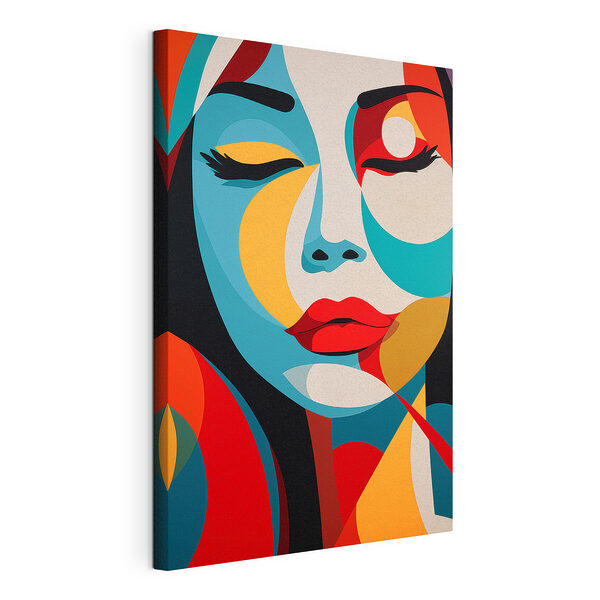 Canvas Schilderijen Schilderij van het gezicht van een vrouw