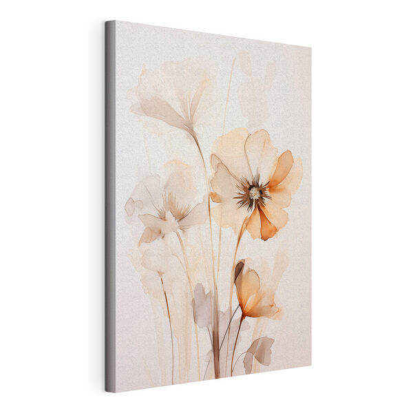 Canvas Schilderijen Verfijnde bloemen in zachte tinten