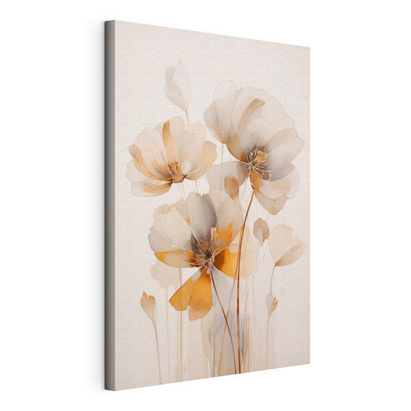 Canvas Schilderijen Schilderij van bloemen op een witte achtergrond