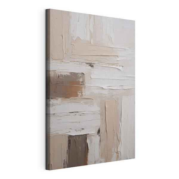 Canvas Schilderijen Witte en bruine verf op een muur