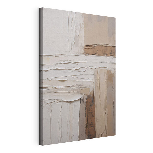 Canvas Schilderijen Wit en bruin kunstwerk