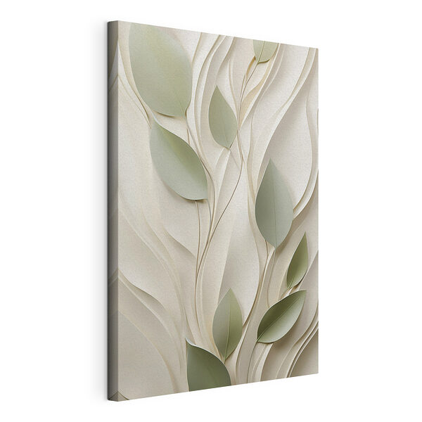 Witte en groene papieren uitsnede met blaadjes Canvas Schilderijen Witte en groene papieren uitsnede met blaadjes