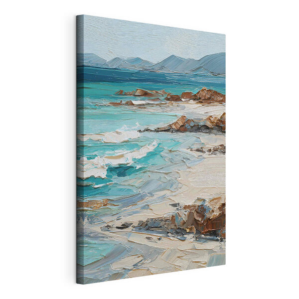 Schilderij van een strand Canvas Schilderijen Schilderij van een strand