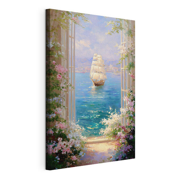 Schilderij van een schip in het water Canvas Schilderijen Schilderij van een schip in het water