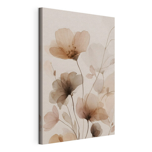 Canvas Schilderijen Verfijnde bloemen in zachte tinten