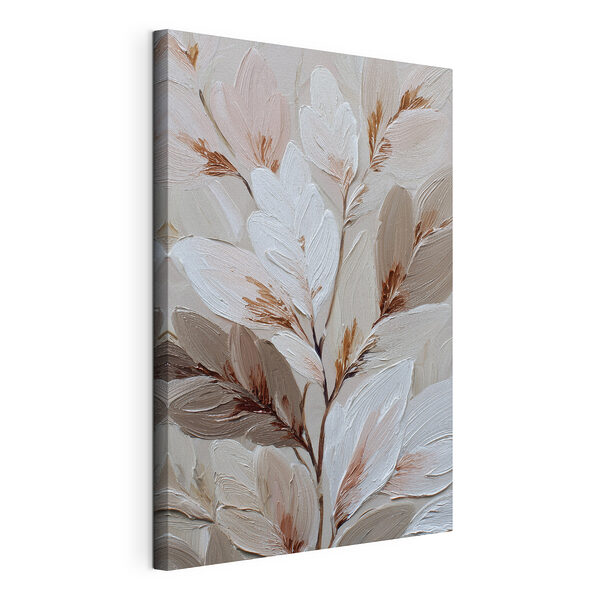 Canvas Schilderijen Fijne blaadjes in zachte pasteltinten