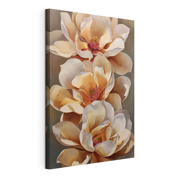 Canvas Schilderijen Elegante bloemen in zachte tinten